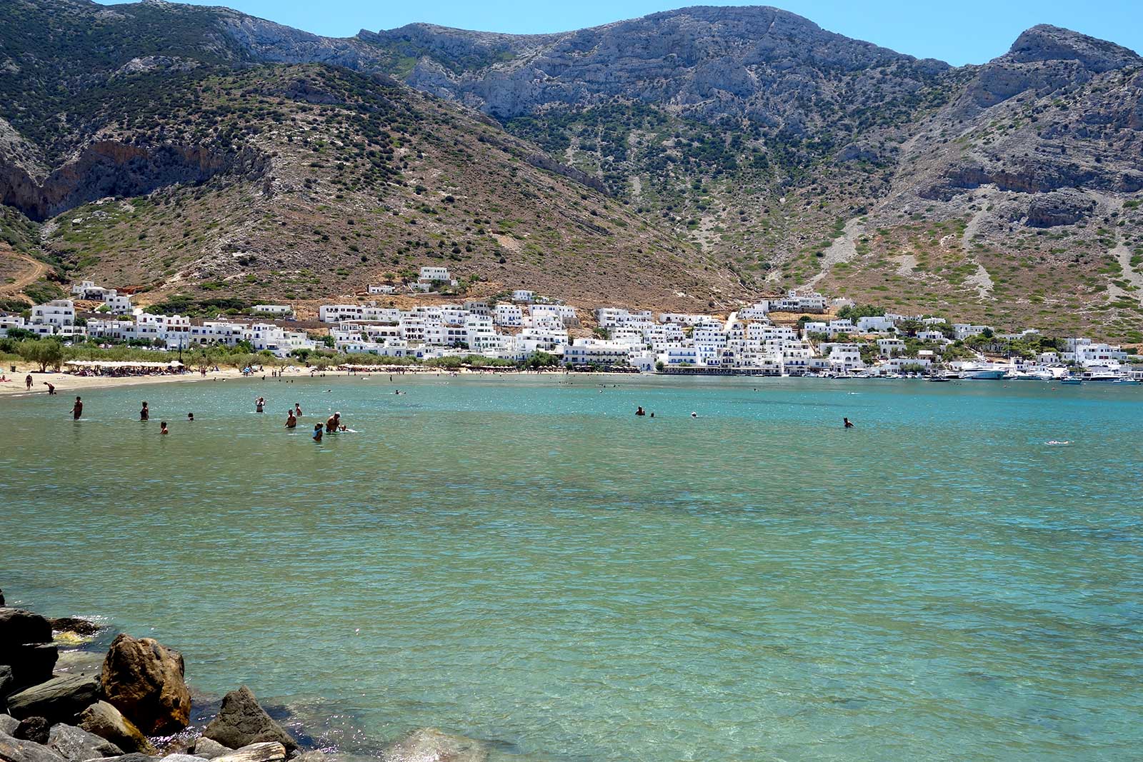 The beach and the village of Kamares in Sifnos